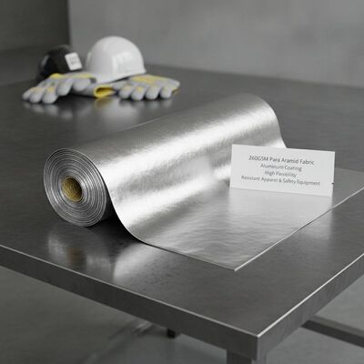 260GSM Παρα-αραμίδιο ύφασμα με επίστρωση αλουμινίου υψηλή ευελιξία ιδανικό για την κατασκευή ανθεκτικών στις φλόγες ενδυμάτων και εξοπλισμού ασφαλείας